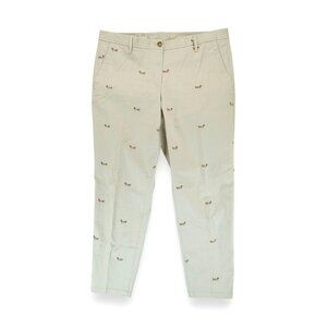 Talbots Women's Khaki Pants Size 14 The Weekend Chino Small Embroidered Dog